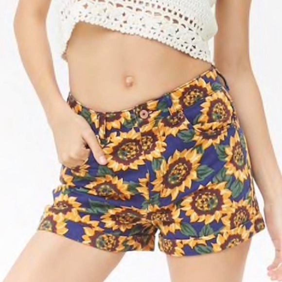Sunflower Print Cuffed Jean Forever 21 Shorts - Picture 3 of 3